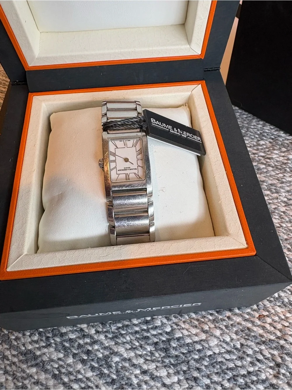 Women’ Baume & Mercier Hampton Classic Silver Rectangular Bracelet Watch